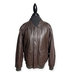 Vtg Context Leather Bomber Jacket